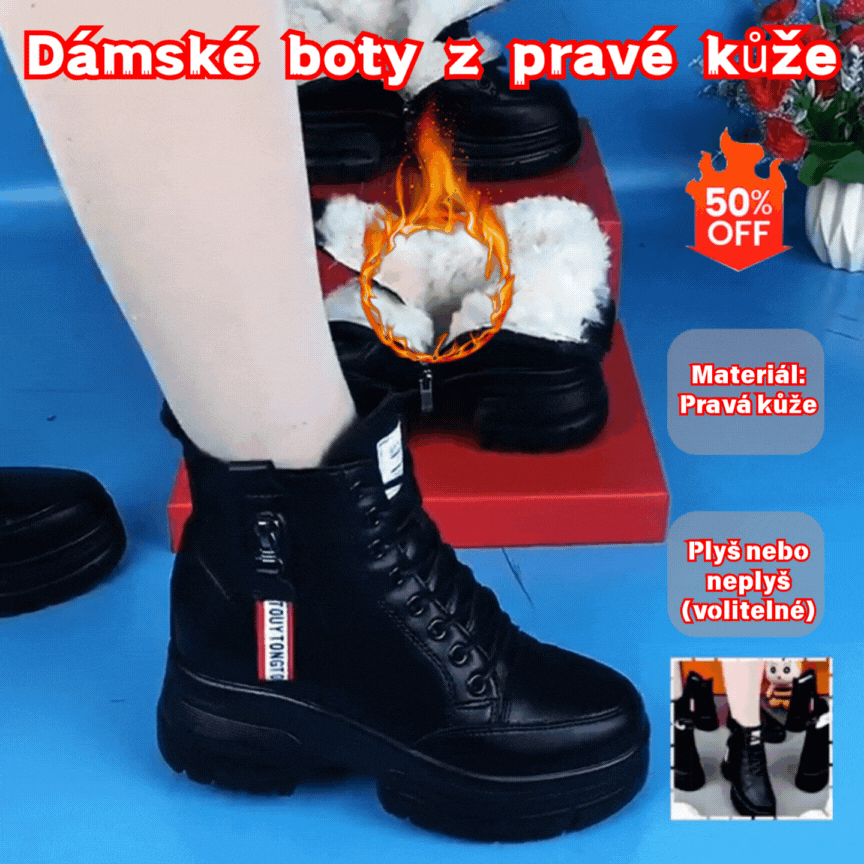 🔥【Sleva 45 %】🔥【Velikosti 35–40】🥾 Zcela nové zimní boty z pravé kůže, s hustou fleecovou podšívkou a silnou, kvalitní bavlněnou stélkou 💟