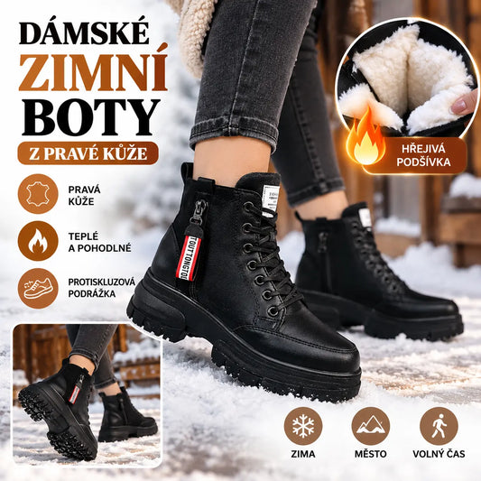 🔥【Sleva 45 %】🔥【Velikosti 35–40】🥾 Zcela nové zimní boty z pravé kůže, s hustou fleecovou podšívkou a silnou, kvalitní bavlněnou stélkou 💟