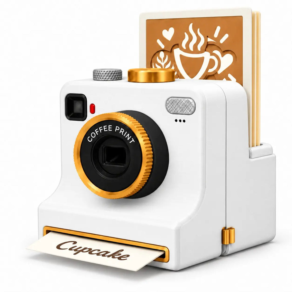 ✅【 Obsahuje 12 náhodně vybraných jednobarevných karet s modely.】🔥 Retro fotoaparát na latte art — Mechanická tiskárna šablon na latte art