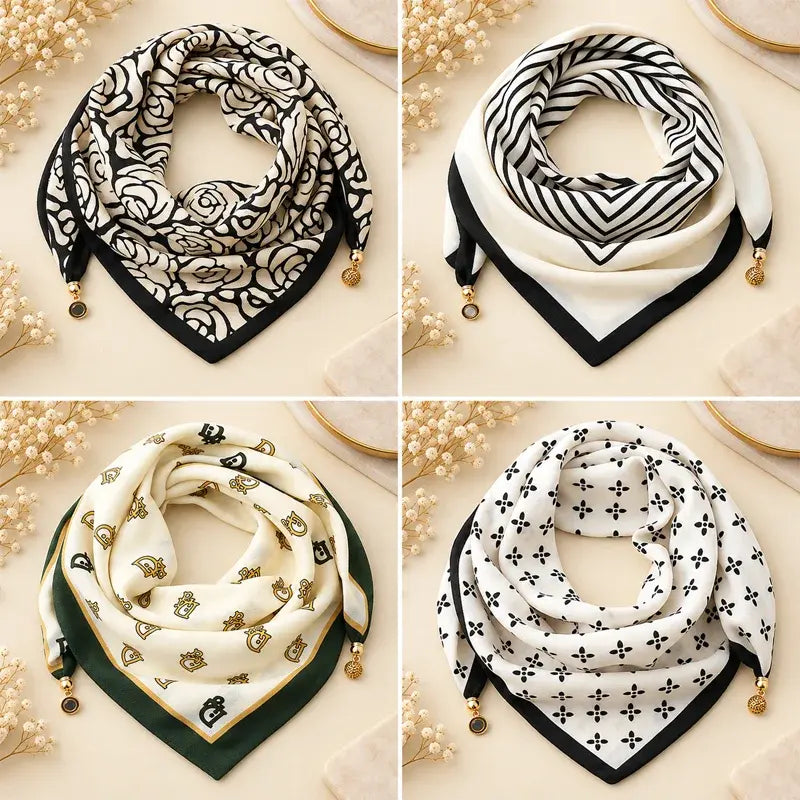 🧣 Sada 4 trojúhelníkových šátků s magnetickým zapínáním · Rychlé nasazení, není třeba vázat uzly · Měkký, hřejivý materiál · Maximální všestrannost!