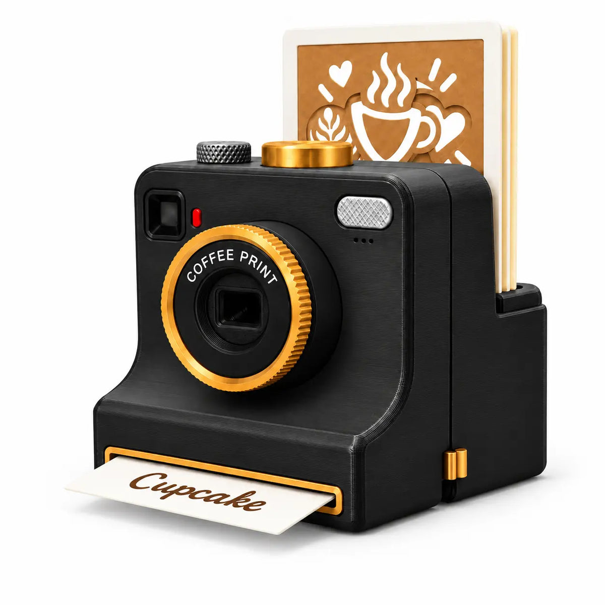 ✅【 Obsahuje 12 náhodně vybraných jednobarevných karet s modely.】🔥 Retro fotoaparát na latte art — Mechanická tiskárna šablon na latte art