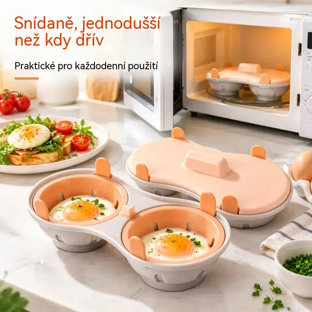 🥚✨ Cocedor de Huevos para Microondas, Vaporera Rápida y Práctica con Tapa, Recipiente de Cocina sin BPA para Huevos Duros, Escalfados y Revueltos en Minutos 🍳
