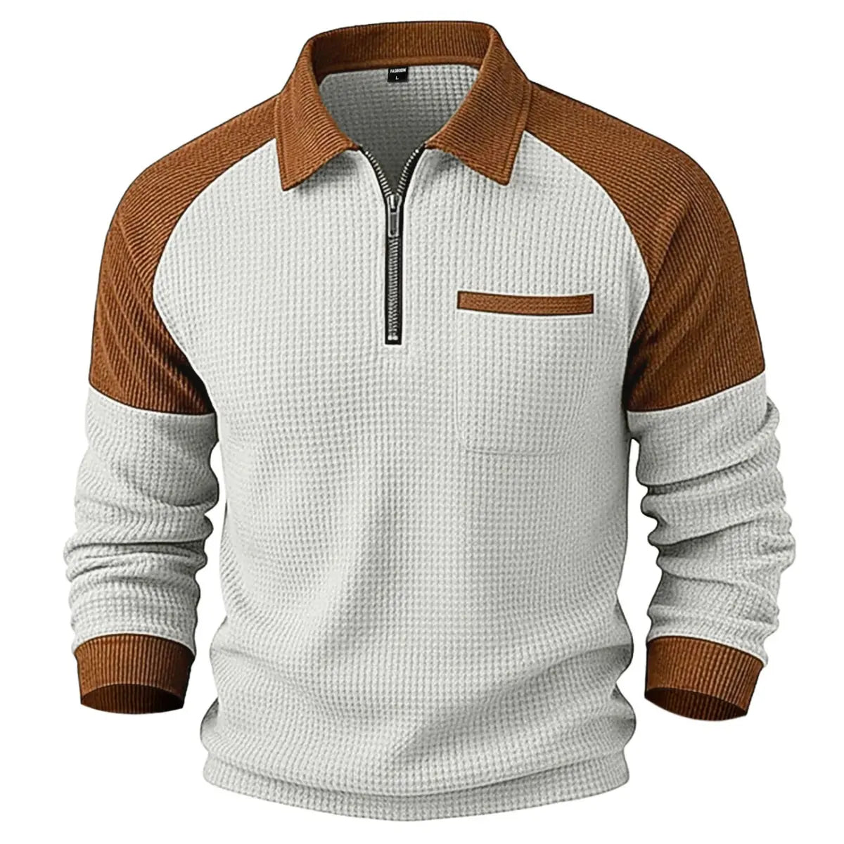 👕【S–3XL】Pánská mikina s rolákem a vzorem vaflového úpletu✨🧥
