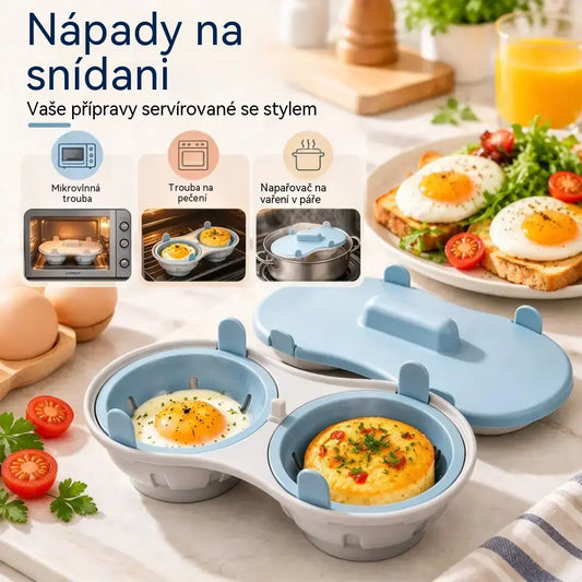 🥚✨ Cocedor de Huevos para Microondas, Vaporera Rápida y Práctica con Tapa, Recipiente de Cocina sin BPA para Huevos Duros, Escalfados y Revueltos en Minutos 🍳