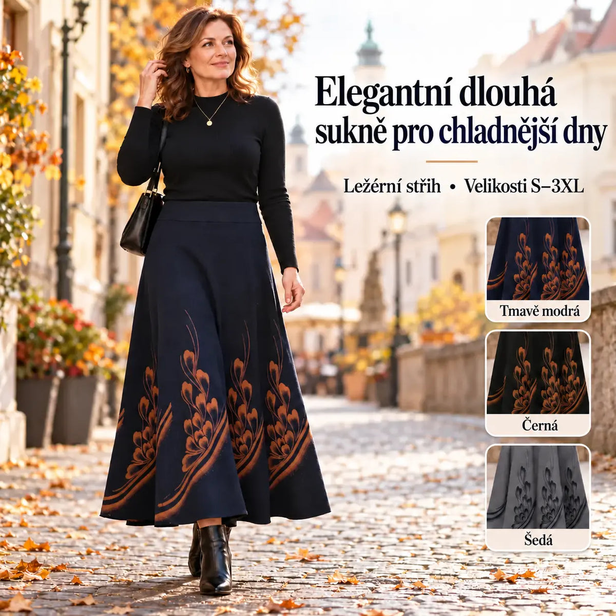 👗✨【1 kus, S–3XL】Podzimní a zimní dámská hrubá sukně – vysoký pas, A-střih a teplý materiál.