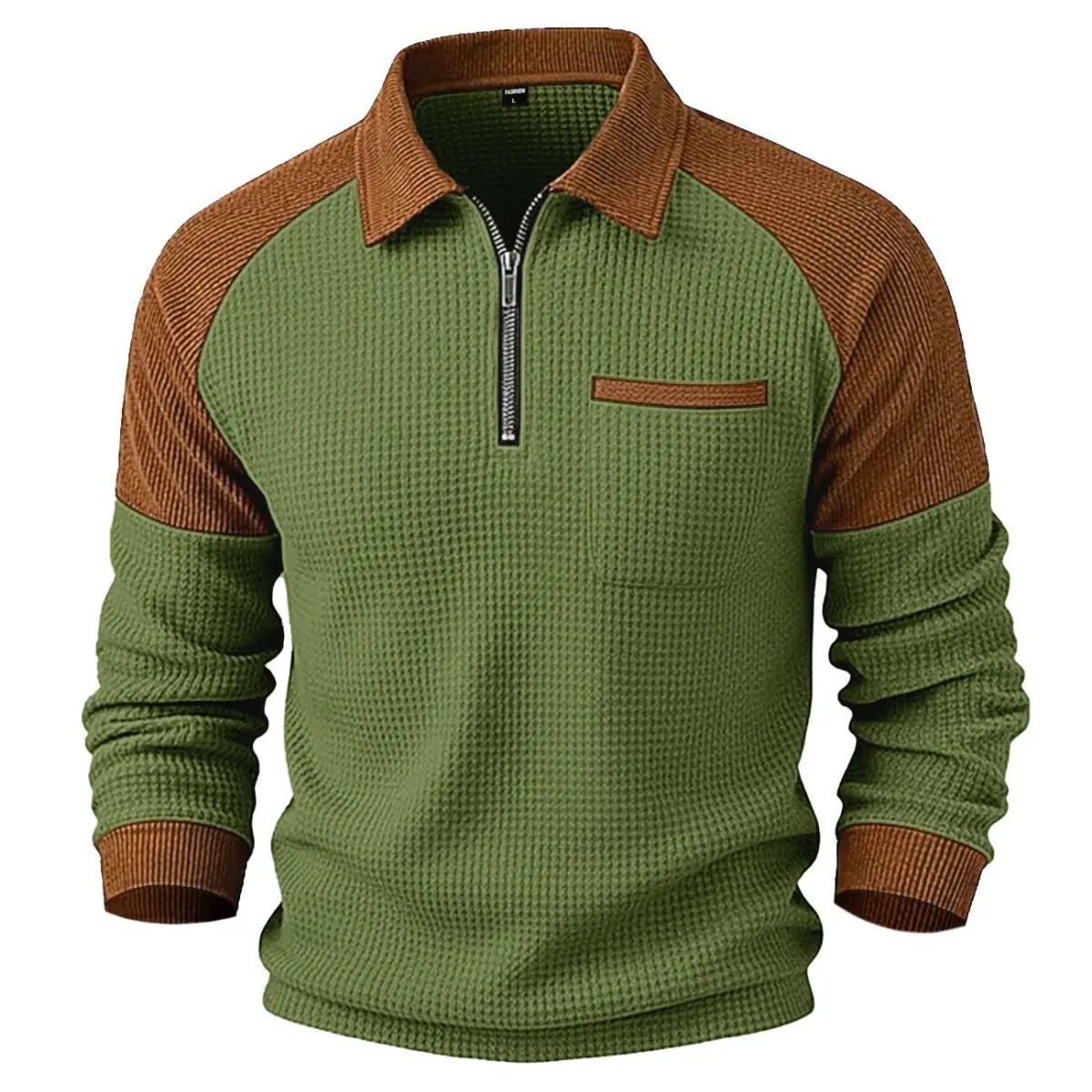 👕【S–3XL】Pánská mikina s rolákem a vzorem vaflového úpletu✨🧥