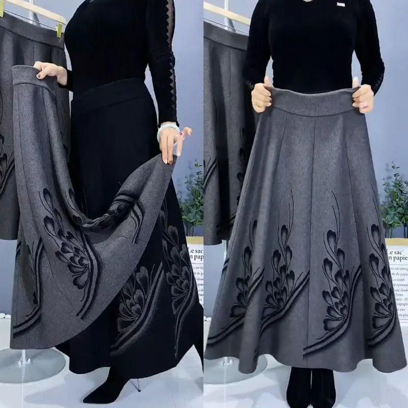 👗✨【1 kus, S–3XL】Podzimní a zimní dámská hrubá sukně – vysoký pas, A-střih a teplý materiál.