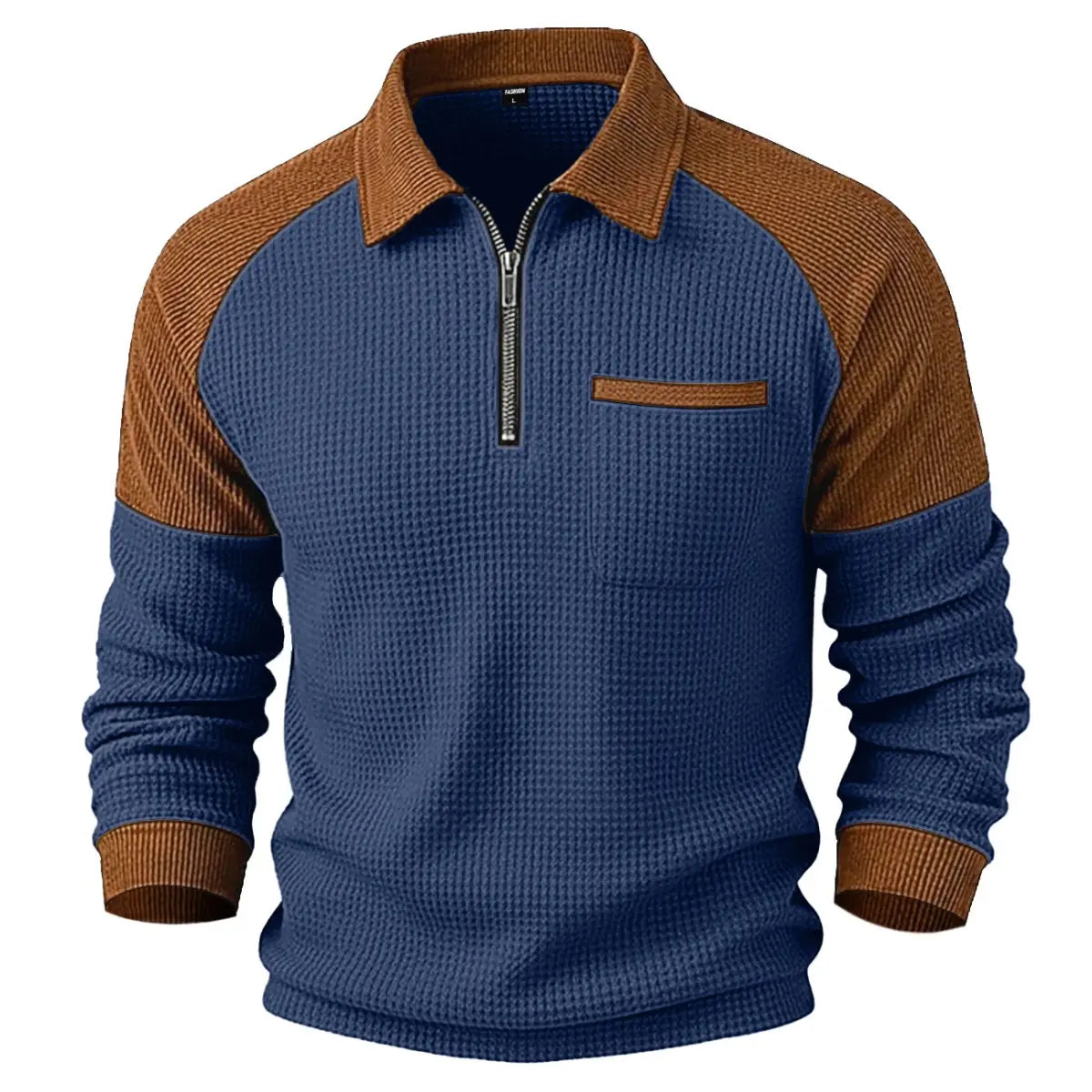 👕【S–3XL】Pánská mikina s rolákem a vzorem vaflového úpletu✨🧥