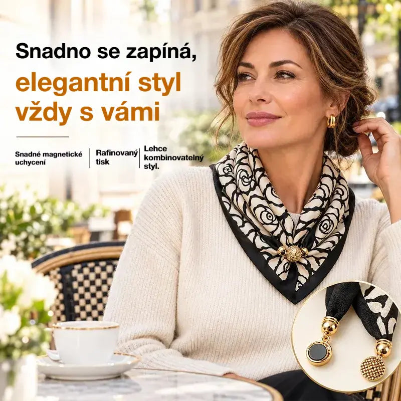 🧣 Sada 4 trojúhelníkových šátků s magnetickým zapínáním · Rychlé nasazení, není třeba vázat uzly · Měkký, hřejivý materiál · Maximální všestrannost!