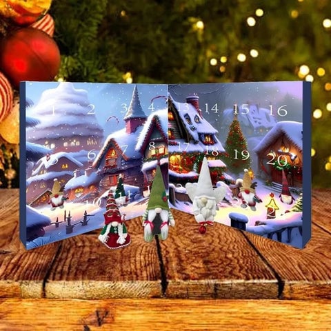 🎄🎅✨【1 sada, 24 okének】Adventní kalendář 2026 s trpaslíky – 1 náhodný trpaslík a 23 různých figurek z PVC / plyše.