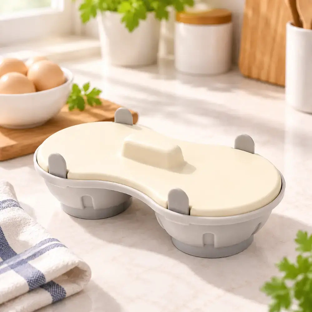 🥚✨ Cocedor de Huevos para Microondas, Vaporera Rápida y Práctica con Tapa, Recipiente de Cocina sin BPA para Huevos Duros, Escalfados y Revueltos en Minutos 🍳