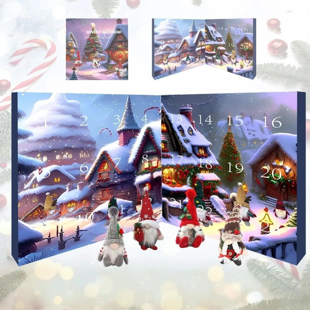 🎄🎅✨【1 sada, 24 okének】Adventní kalendář 2026 s trpaslíky – 1 náhodný trpaslík a 23 různých figurek z PVC / plyše.