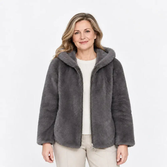 【M-7XL】Dámská zimní fleecová bunda – silná, oboustranná, s kapucí, zateplená, na zip